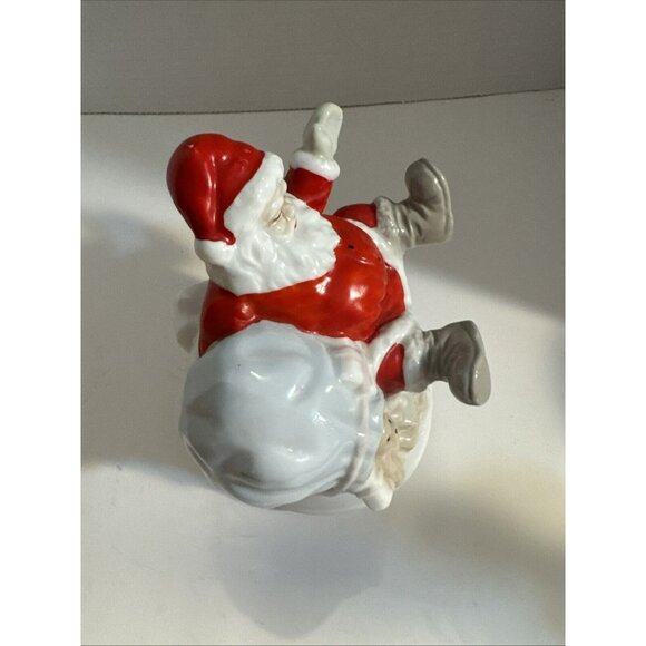 Vintage Handcrafted Musical Spinning Santa With Toy Bag E5 - Picture 5 of 11
